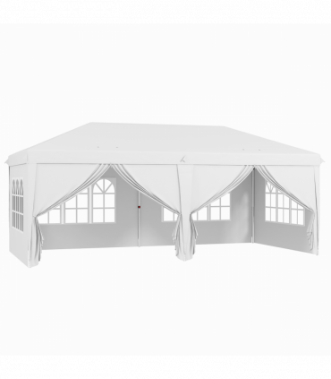 Outsunny 3 x 6m Pop Up Gazebo Height Adjustable Party Tent w/ Storage Bag Black