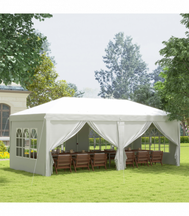 Outsunny 3 x 6m Pop Up Gazebo Height Adjustable Party Tent w/ Storage Bag Black