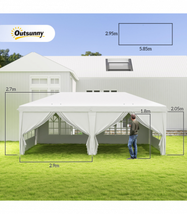 Outsunny 3 x 6m Pop Up Gazebo Height Adjustable Party Tent w/ Storage Bag Black