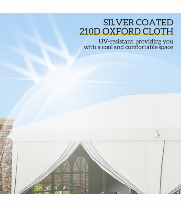 Outsunny 3 x 6m Pop Up Gazebo Height Adjustable Party Tent w/ Storage Bag Black