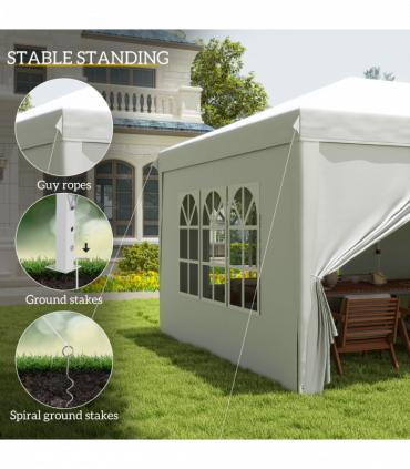 Outsunny 3 x 6m Pop Up Gazebo Height Adjustable Party Tent w/ Storage Bag Black