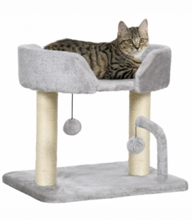 PawHut 42cm Indoor Cat Tree, Kitty Play Tower w/ Toy Balls Sisal Scratching Post