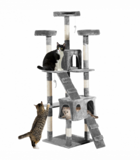 PawHut Cat Tree Scratcher Activity Centre, Condo Scratching Post Toy Bed
