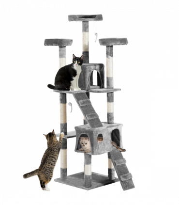 PawHut Cat Tree Scratcher Activity Centre, Condo Scratching Post Toy Bed