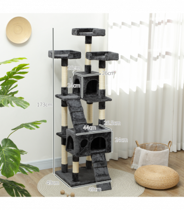 PawHut Cat Tree Scratcher Activity Centre, Condo Scratching Post Toy Bed