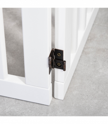 Pet Gate Foldable Freestanding Dog Safety Barrier w/ Support Feet White