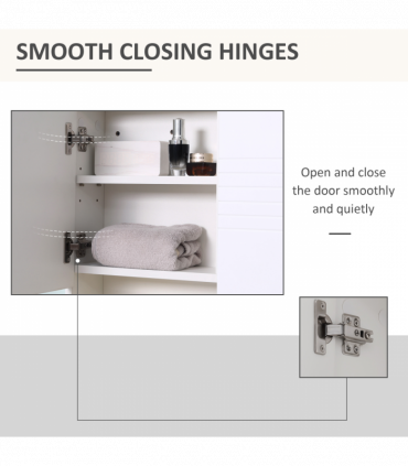 kleankin Bathroom Wall-Mounted Mirror Cabinet  Double Door Adjustable Shelves