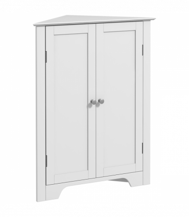 kleankin Corner Bathroom Cabinet, Recessed Doors and Adjustable Shelf, White