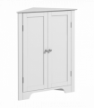kleankin Corner Bathroom Cabinet, Recessed Doors and Adjustable Shelf, White