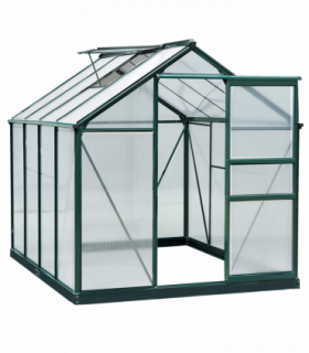 Clear Polycarbonate Greenhouse Large Walk-In Green House Garden Plants Grow Galvanized Base Aluminium Frame w/ Slide Door (6 x 8ft)