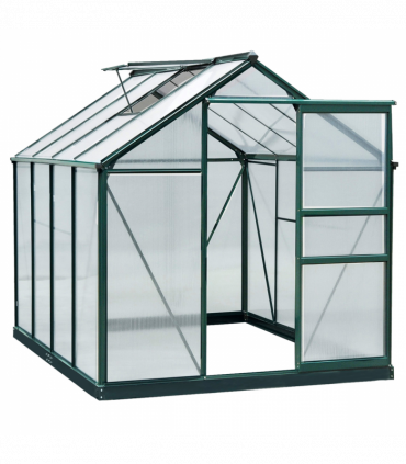 Clear Polycarbonate Greenhouse Large Walk-In Green House Garden Plants Grow Galvanized Base Aluminium Frame w/ Slide Door (6 x 8ft)