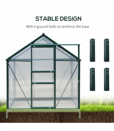 Clear Polycarbonate Greenhouse Large Walk-In Green House Garden Plants Grow Galvanized Base Aluminium Frame w/ Slide Door (6 x 8ft)