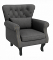 HOMCOM Vintage Armchair Wingback Accent Chair with Naihead Trim Dark Grey