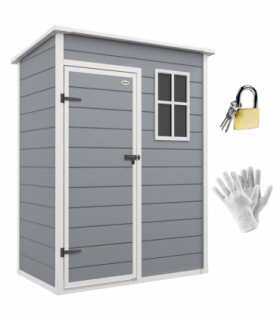 Outsunny 5' x 3' Garden Shed w/ Floor, Lockable Door, Window and Vent, Grey