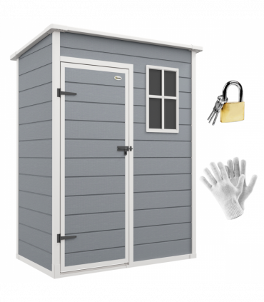 Outsunny 5' x 3' Garden Shed w/ Floor, Lockable Door, Window and Vent, Grey