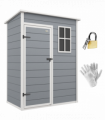 Outsunny 5' x 3' Garden Shed w/ Floor, Lockable Door, Window and Vent, Grey