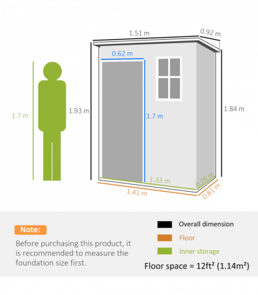 Outsunny 5' x 3' Garden Shed w/ Floor, Lockable Door, Window and Vent, Grey