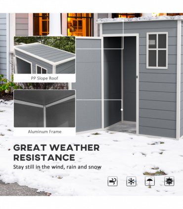 Outsunny 5' x 3' Garden Shed w/ Floor, Lockable Door, Window and Vent, Grey