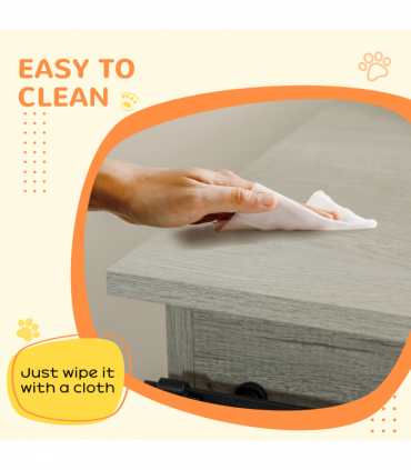 PawHut Dog Crate Furniture for Large Dogs, Double Dog Cage for Small Dogs, Grey