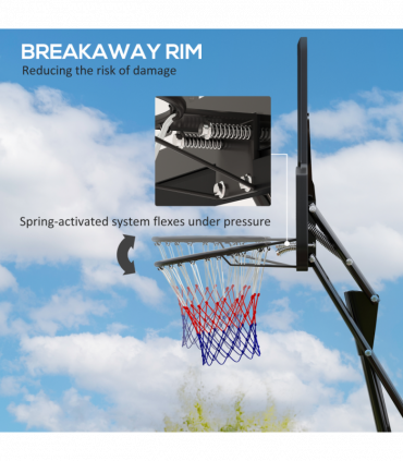 SPORTNOW 2.45-3.05m Portable Basketball Hoop and Stand with Wheels, Black