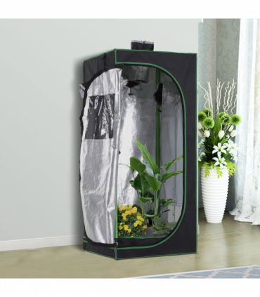 Hydroponic Plant Grow Tent  W/ Window Tool Bag, 60L x 60W x 140Hcm-Black/Green