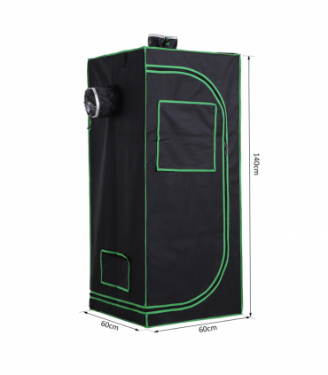 Hydroponic Plant Grow Tent  W/ Window Tool Bag, 60L x 60W x 140Hcm-Black/Green