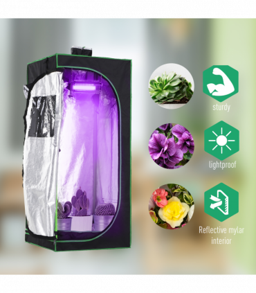 Hydroponic Plant Grow Tent  W/ Window Tool Bag, 60L x 60W x 140Hcm-Black/Green
