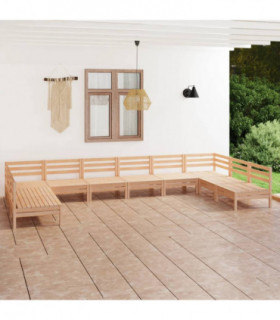 10 Piece Garden Lounge Set Solid Pinewood