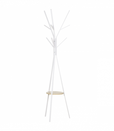 180cm Coat Rack Metal Clothes and Scarves Hat Hanger Hall Tree 9 Hooks-White