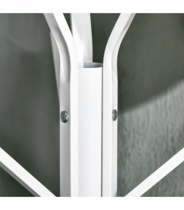 180cm Coat Rack Metal Clothes and Scarves Hat Hanger Hall Tree 9 Hooks-White