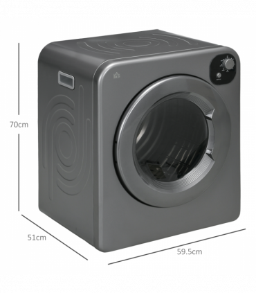 HOMCOM 6kg Vented Tumble Dryer with 7 Dry Programmers for Small Spaces Grey