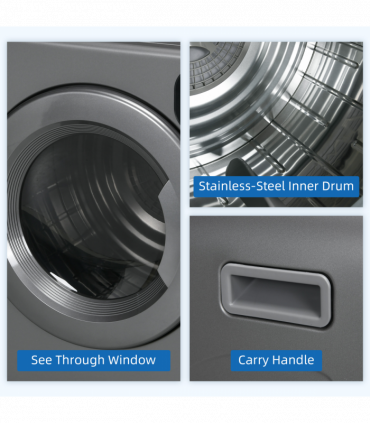 HOMCOM 6kg Vented Tumble Dryer with 7 Dry Programmers for Small Spaces Grey