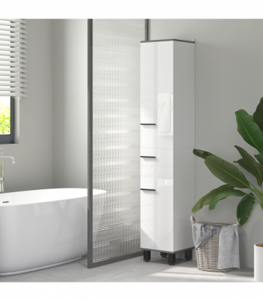 HOMCOM Bathroom Cabinet with Adjustable Shelves, Double Doors and Drawer