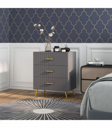 HOMCOM Bedroom Chest of Drawers, 3-Drawer Dresser with Aluminium Legs