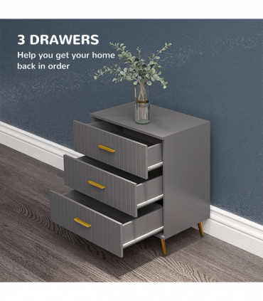 HOMCOM Bedroom Chest of Drawers, 3-Drawer Dresser with Aluminium Legs