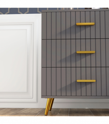 HOMCOM Bedroom Chest of Drawers, 3-Drawer Dresser with Aluminium Legs