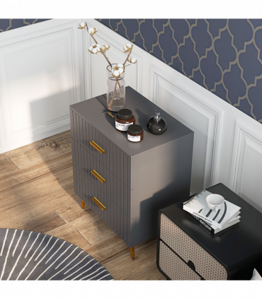 HOMCOM Bedroom Chest of Drawers, 3-Drawer Dresser with Aluminium Legs