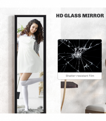 HOMCOM Floor Mirror Wall Mounted Leaning Standing Mirror 37 x 157cm Black