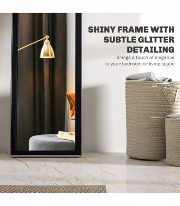 HOMCOM Floor Mirror Wall Mounted Leaning Standing Mirror 37 x 157cm Black