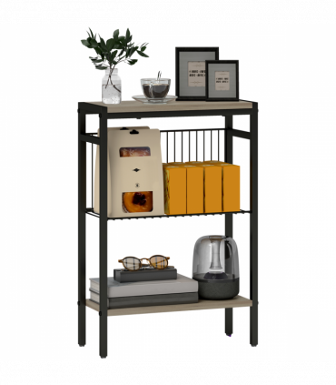 HOMCOM Side Table with Storage, Small Table for Living Room, Bedroom, Grey