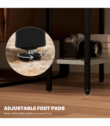 HOMCOM Side Table with Storage, Small Table for Living Room, Bedroom, Grey