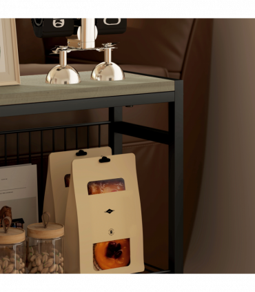 HOMCOM Side Table with Storage, Small Table for Living Room, Bedroom, Grey