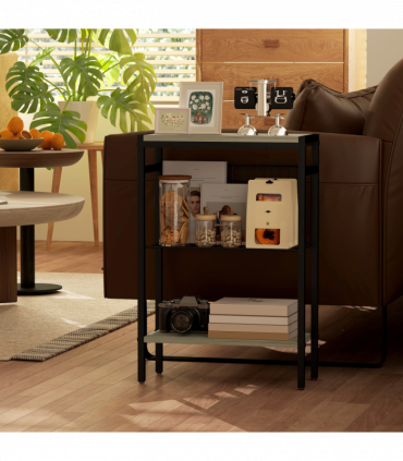 HOMCOM Side Table with Storage, Small Table for Living Room, Bedroom, Grey