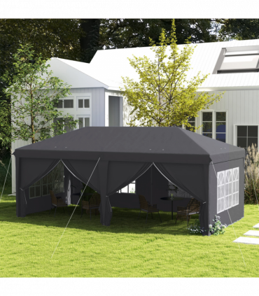 Outsunny 3 x 6m Pop Up Gazebo Height Adjustable Party Tent with Storage Bag Grey