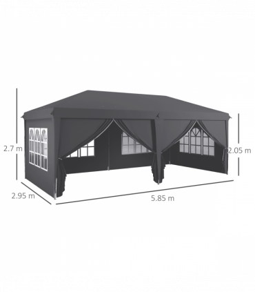 Outsunny 3 x 6m Pop Up Gazebo Height Adjustable Party Tent with Storage Bag Grey