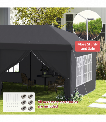 Outsunny 3 x 6m Pop Up Gazebo Height Adjustable Party Tent with Storage Bag Grey