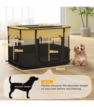 PawHut Portable Dog Pen for Puppies, Rabbits, Kittens, Guinea Pigs - Yellow