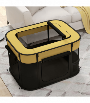 PawHut Portable Dog Pen for Puppies, Rabbits, Kittens, Guinea Pigs - Yellow