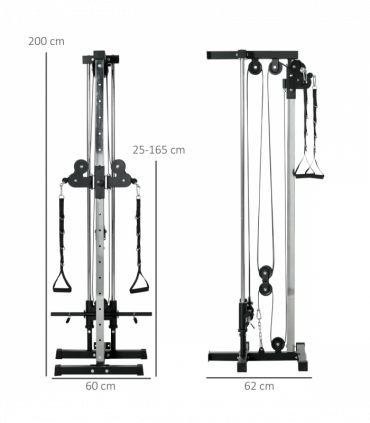 SPORTNOW Wall Mount Cable Station with 15 Positions Adjustable Dual Pulleys