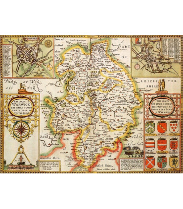 Warwickshire Historical Map 1000 Piece Jigsaw Puzzle (1610)